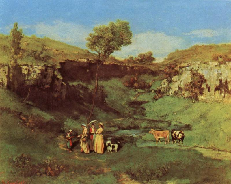 Gustave Courbet Les Demoiselles de Village Norge oil painting art